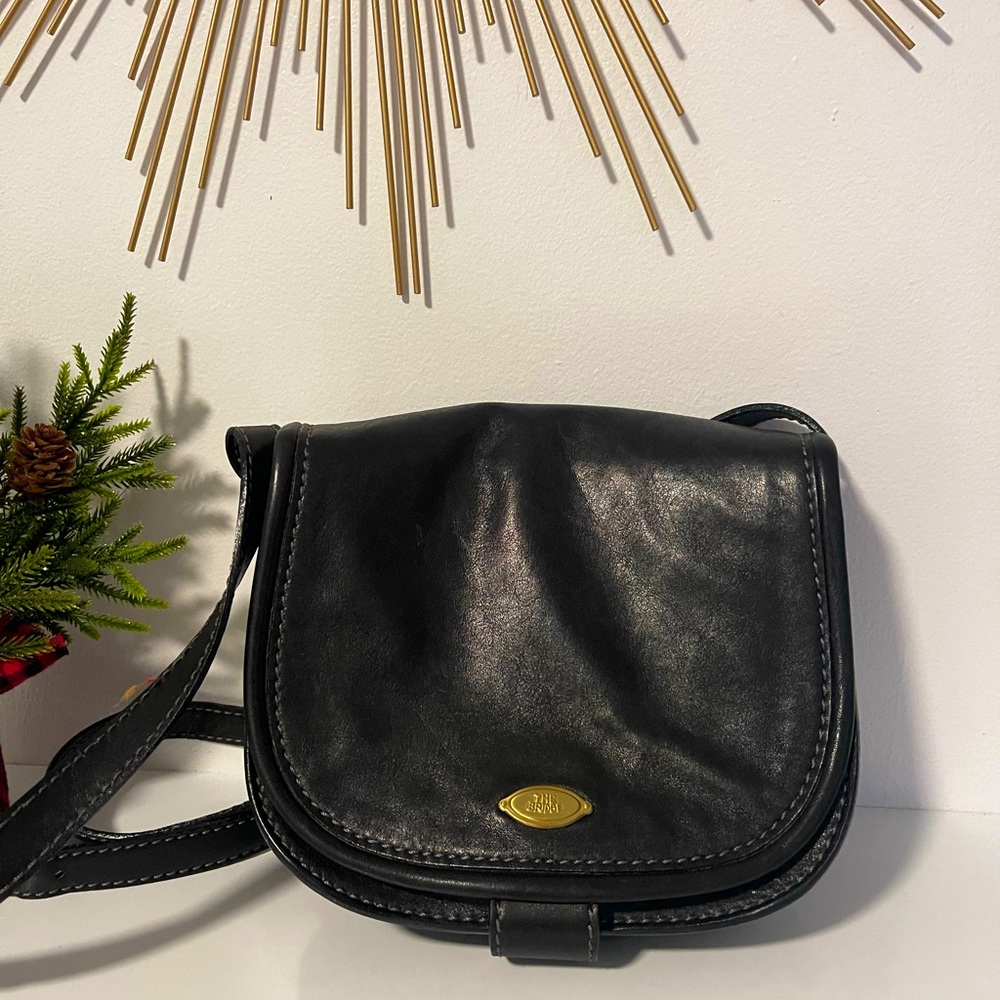 Vintage 80s The Bridge Leather Bag,black leather crossbody bag. Made in Italy